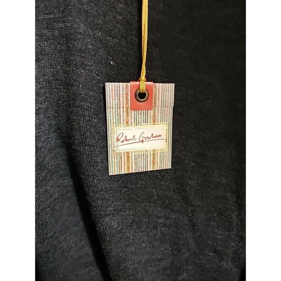 Robert GRAHAM Black Merino Wool Sweater Sz XL - Picture 5 of 6